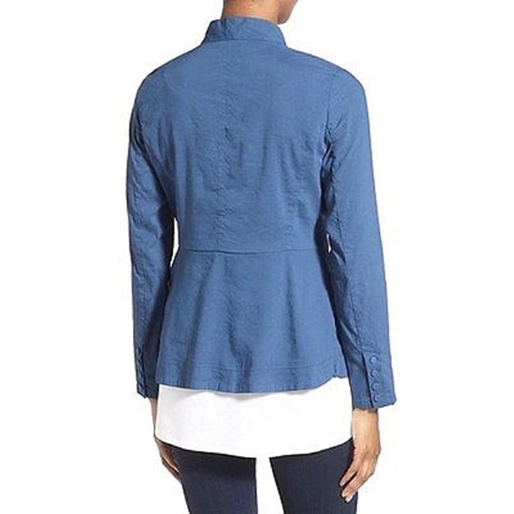 [Eileen Fisher] Blue Organic Linen Peplum Jacket - Picture 4 of 7